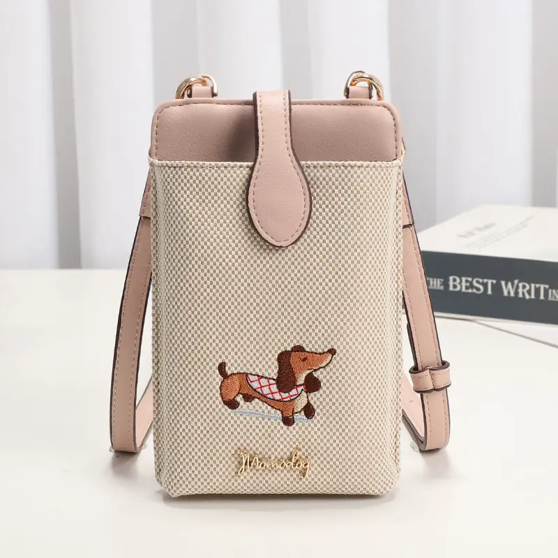 Mobile Phone Coin Bag with Dalmatian Print Brown Leather - Image 6
