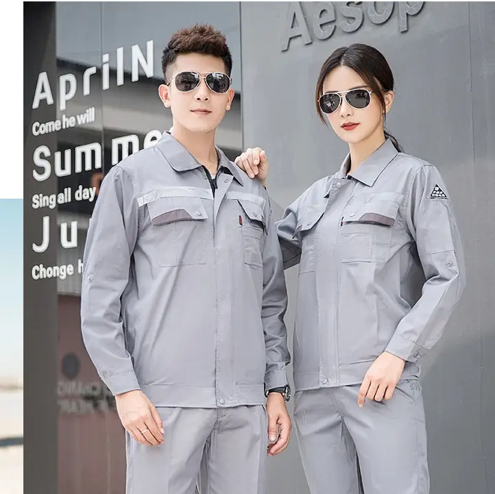 Men's Gray Short Sleeve Gas Station Filling Suit - Image 28
