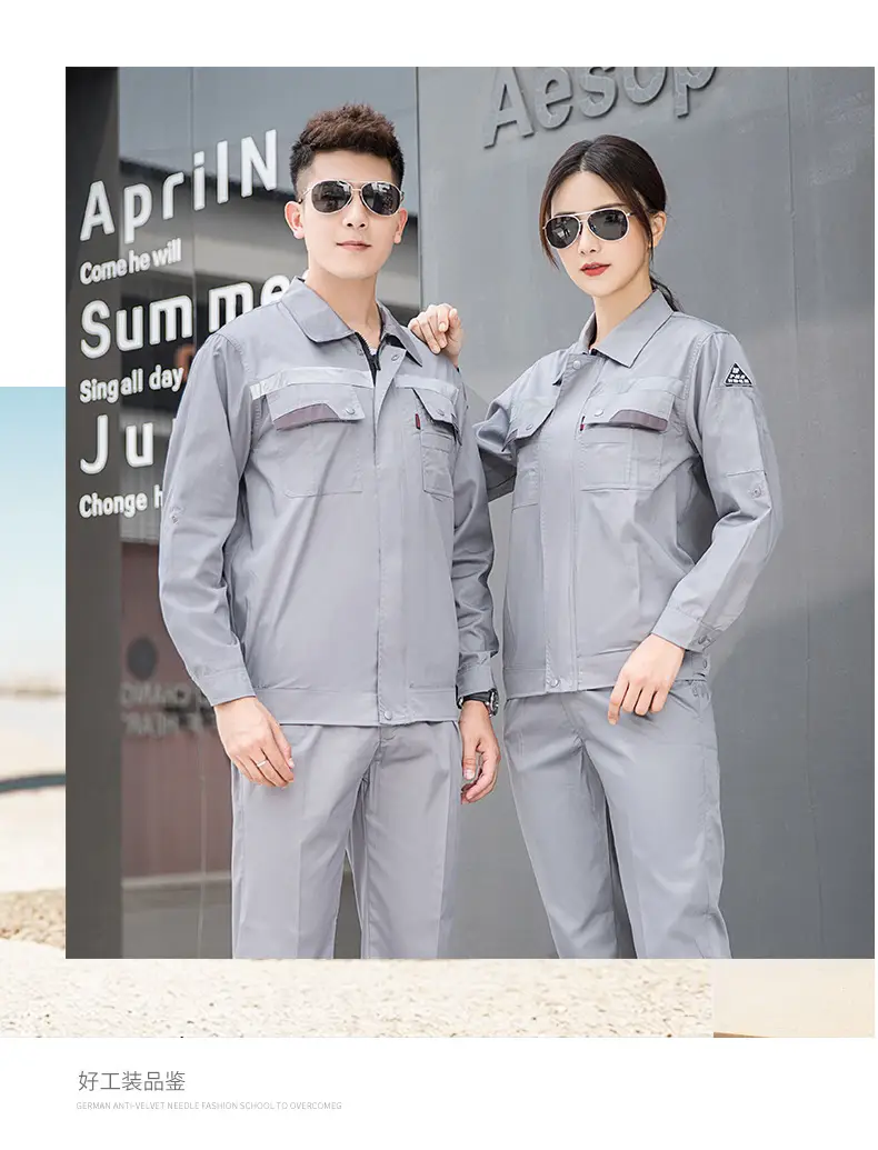 Men's Gray Short Sleeve Gas Station Filling Suit — feature 22