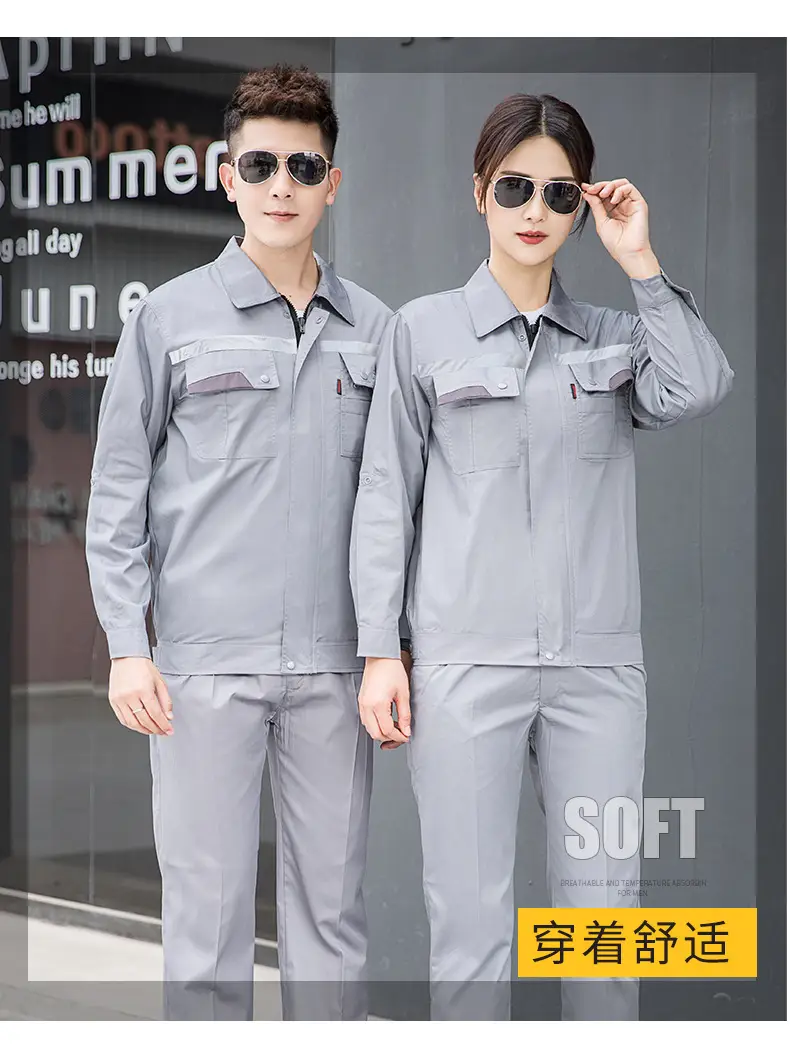 Men's Gray Short Sleeve Gas Station Filling Suit — feature 23