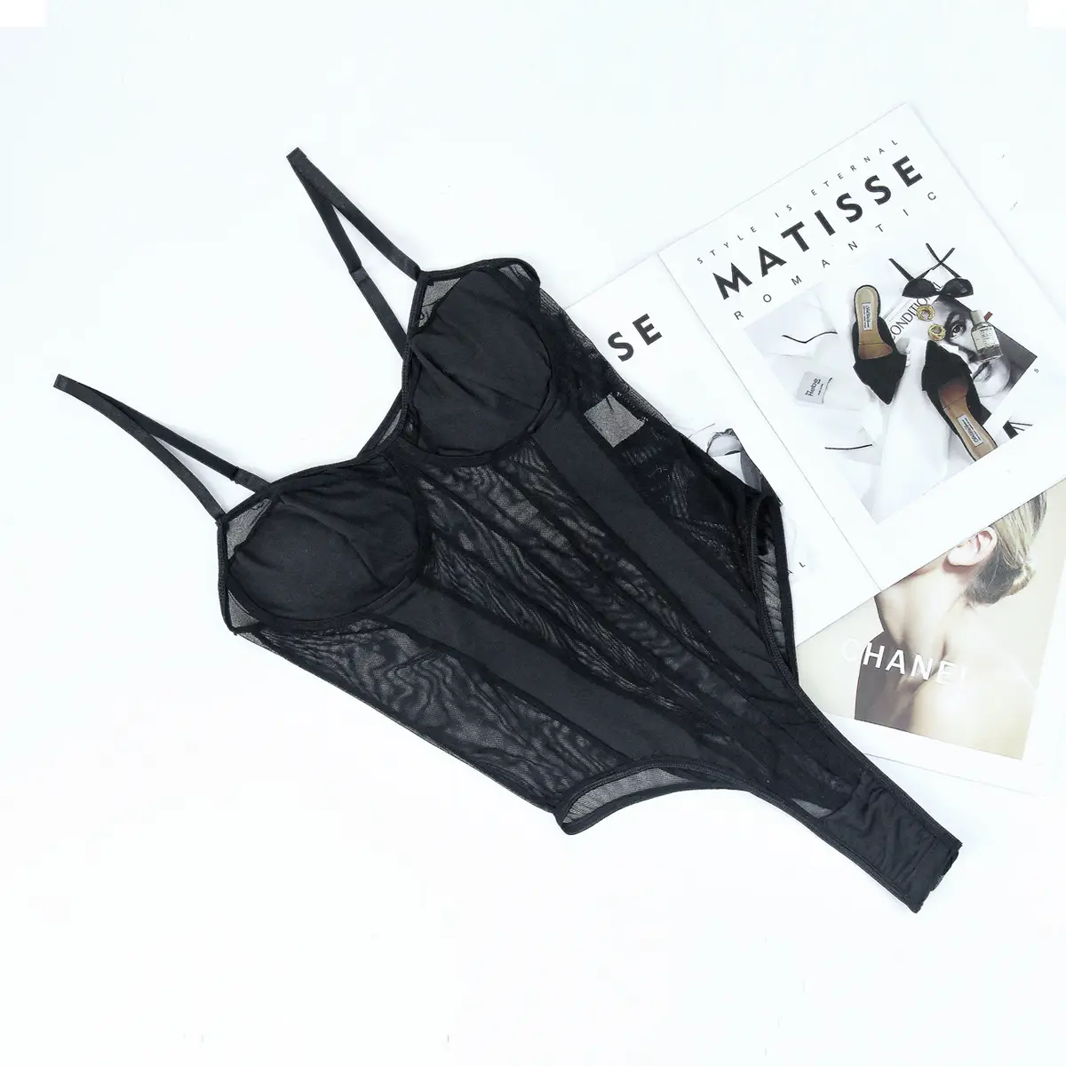 White Lace Backless Jersey Top with Side Cutouts — feature 43