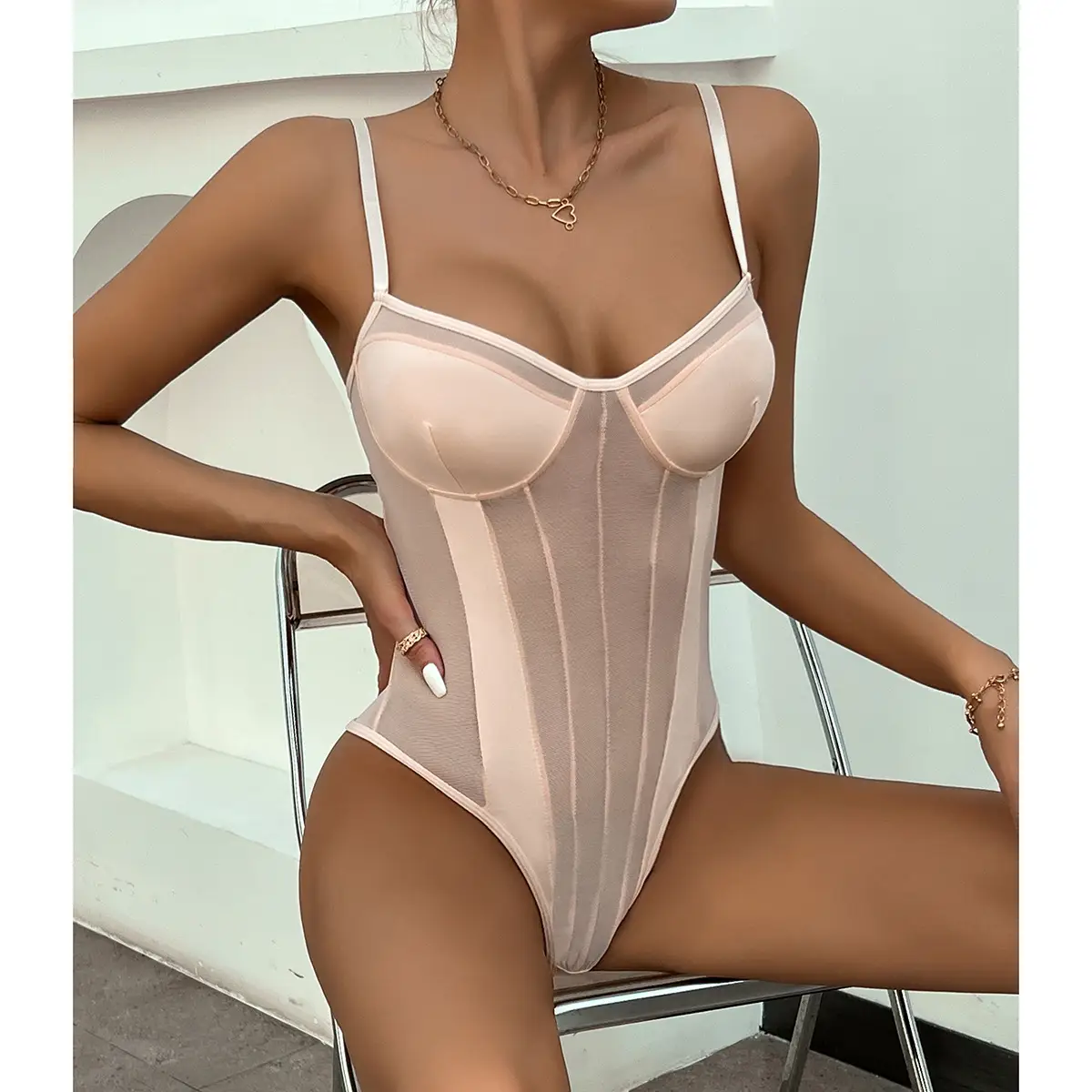 White Lace Backless Jersey Top with Side Cutouts - Image 11