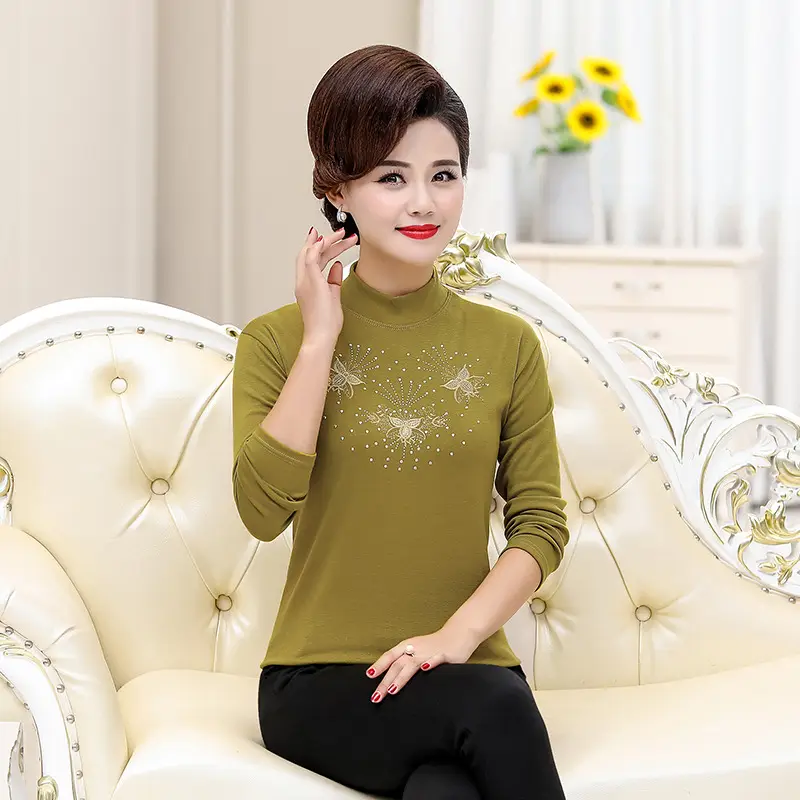 Women Cotton Embroidered Shirt Red 40+ Spring - Image 8