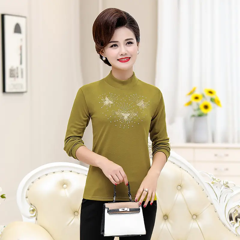 Women Cotton Embroidered Shirt Red 40+ Spring - Image 5