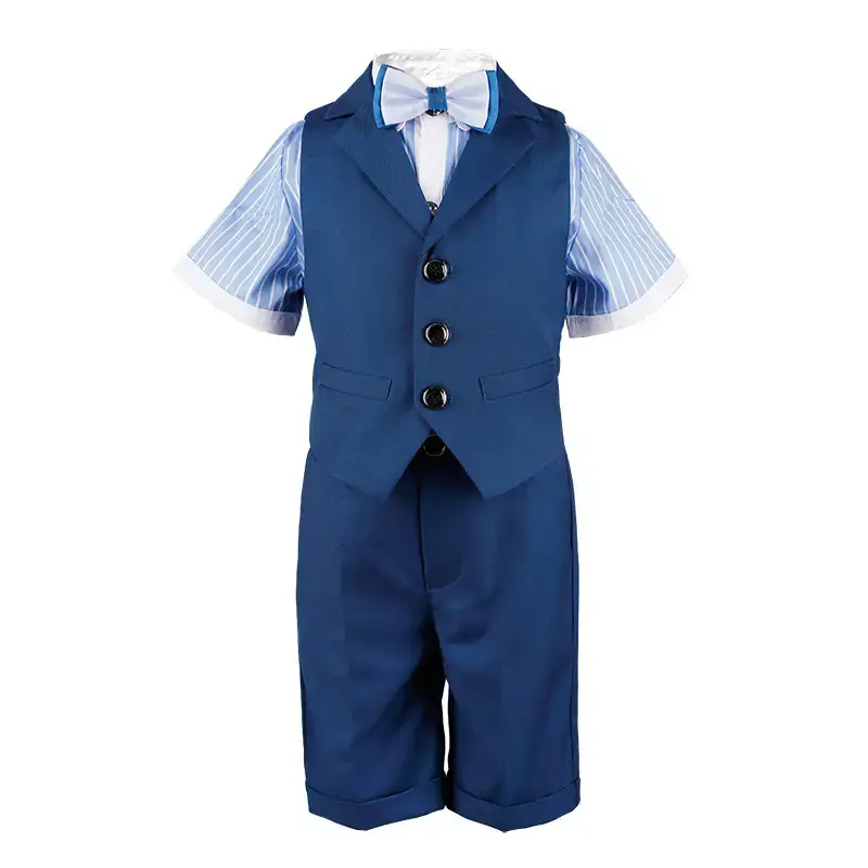 Children's Blue Striped Vest & Shorts Suit Summer Boys - Image 7