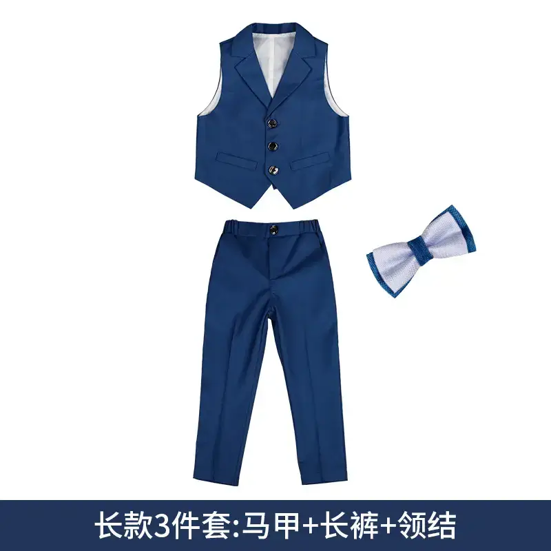 Children's Blue Striped Vest & Shorts Suit Summer Boys - Image 2