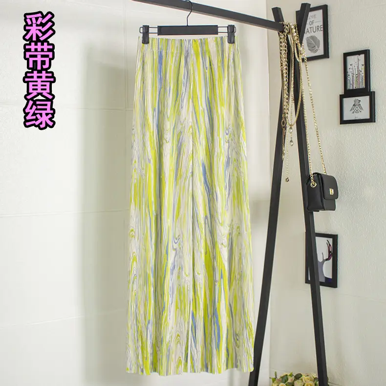 2022 Pink Ink Dye Pleated Wide-leg Pants for Women - Image 11
