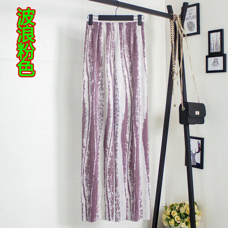 2022 Pink Ink Dye Pleated Wide-leg Pants for Women - Image 3