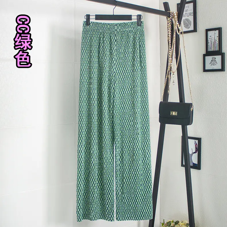 2022 Pink Ink Dye Pleated Wide-leg Pants for Women - Image 8