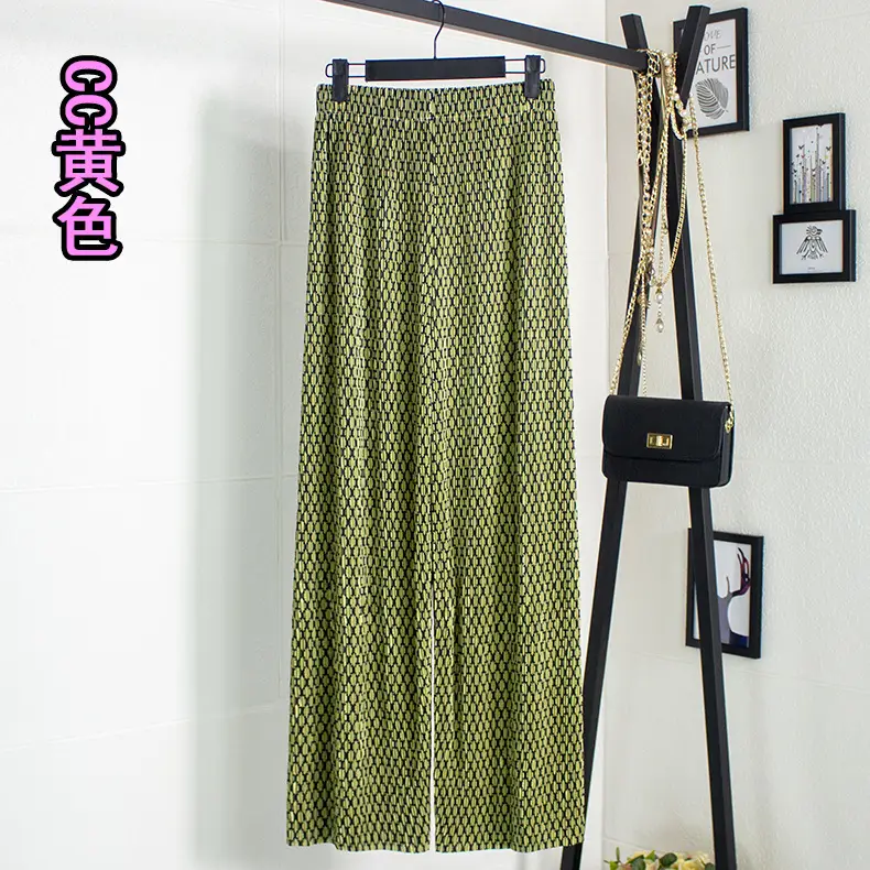 2022 Pink Ink Dye Pleated Wide-leg Pants for Women - Image 9
