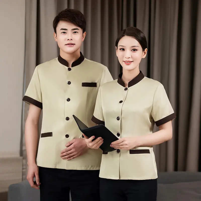 Short Sleeve Grey Button-Down Hotel Attendant Suit - Image 7