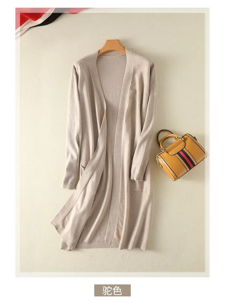 Women Korean Style White Knitted Cardigan Mid-Length — feature 10