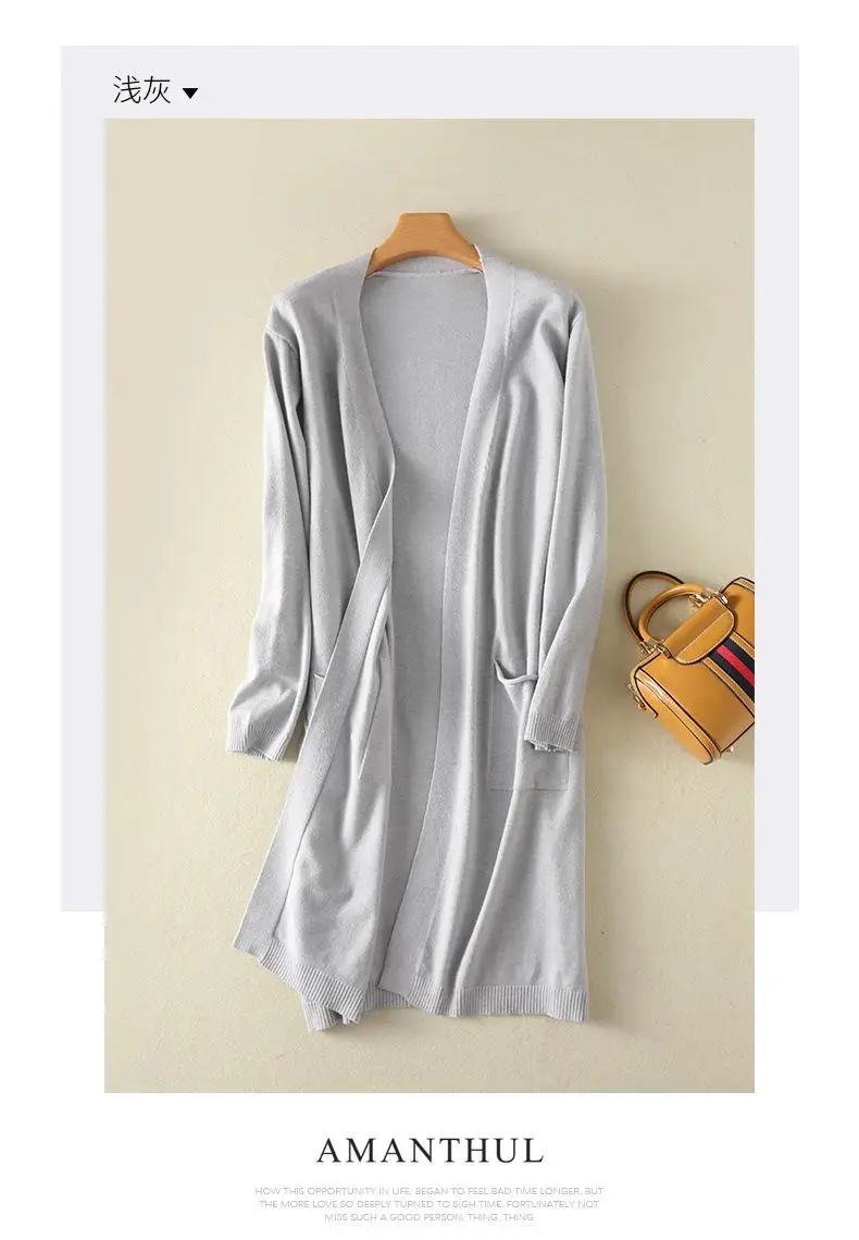 Women Korean Style White Knitted Cardigan Mid-Length — feature 8