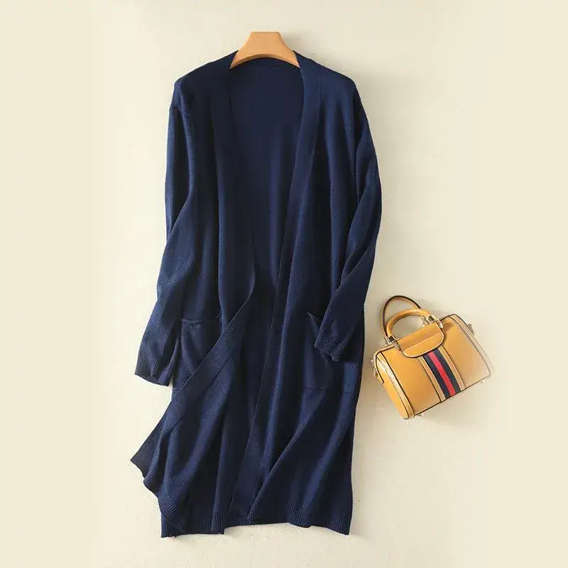Women Korean Style White Knitted Cardigan Mid-Length - Image 5