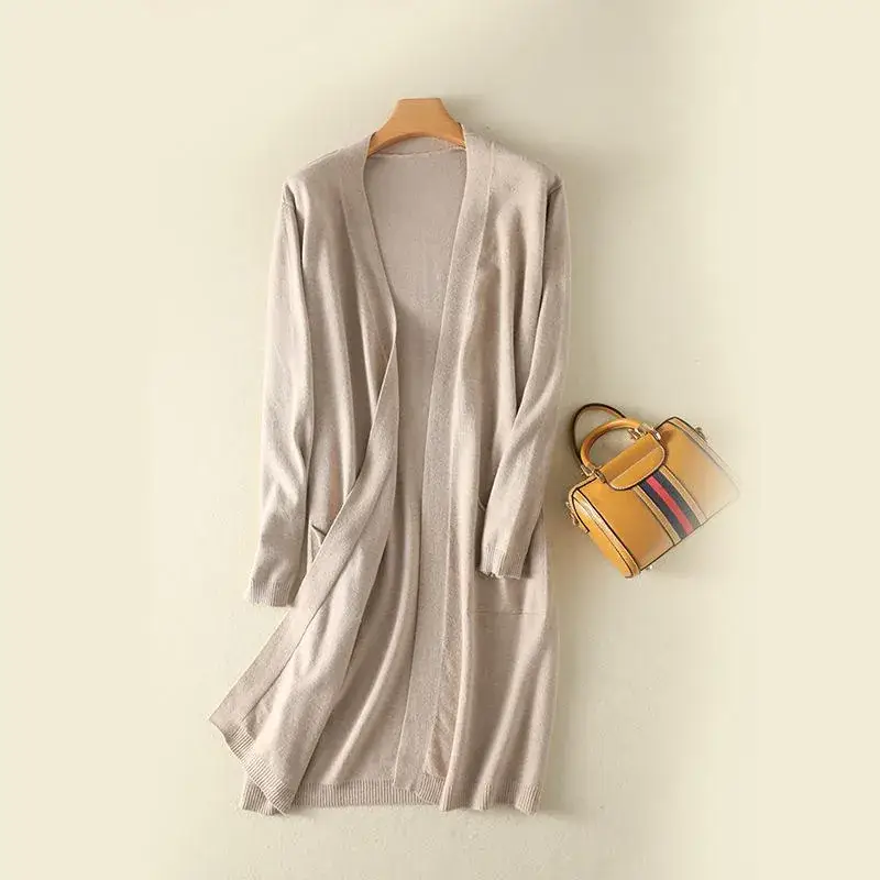 Women Korean Style White Knitted Cardigan Mid-Length - Image 6