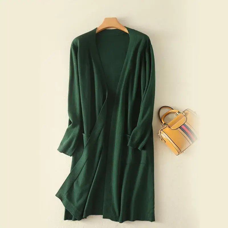 Women Korean Style White Knitted Cardigan Mid-Length - Image 7