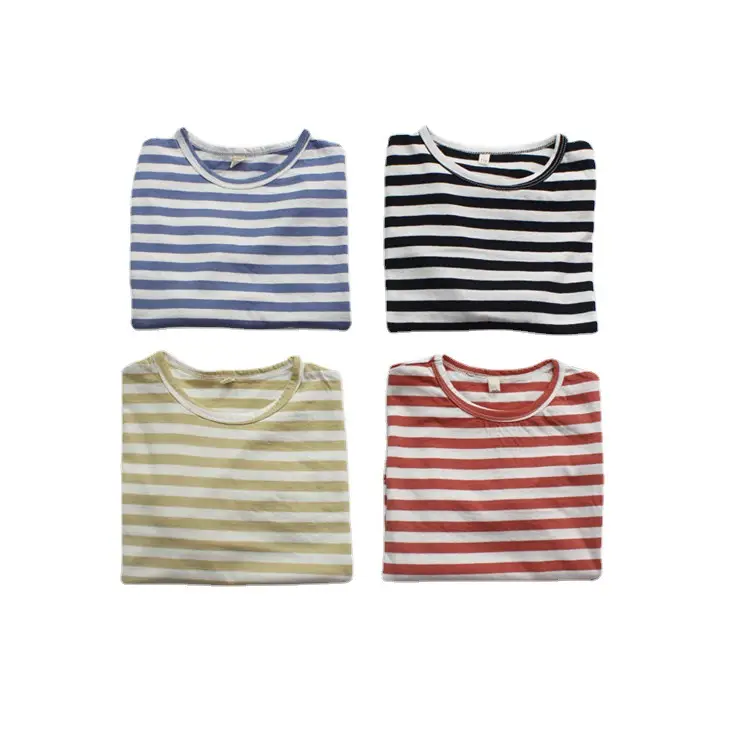 Summer Boys Striped Crewneck T-Shirt Blue White - Image 9