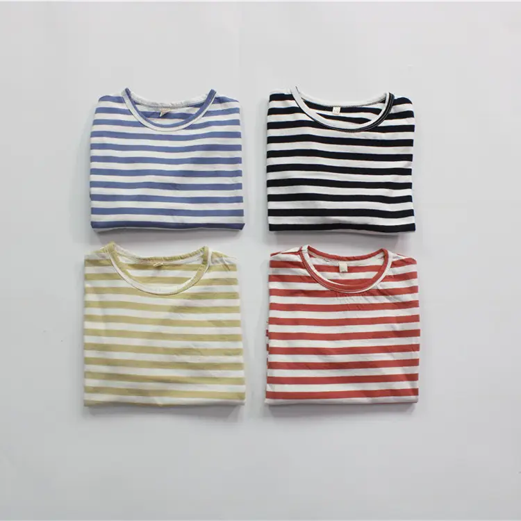 Summer Boys Striped Crewneck T-Shirt Blue White — feature 5