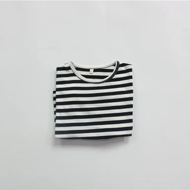 Summer Boys Striped Crewneck T-Shirt Blue White — feature 12