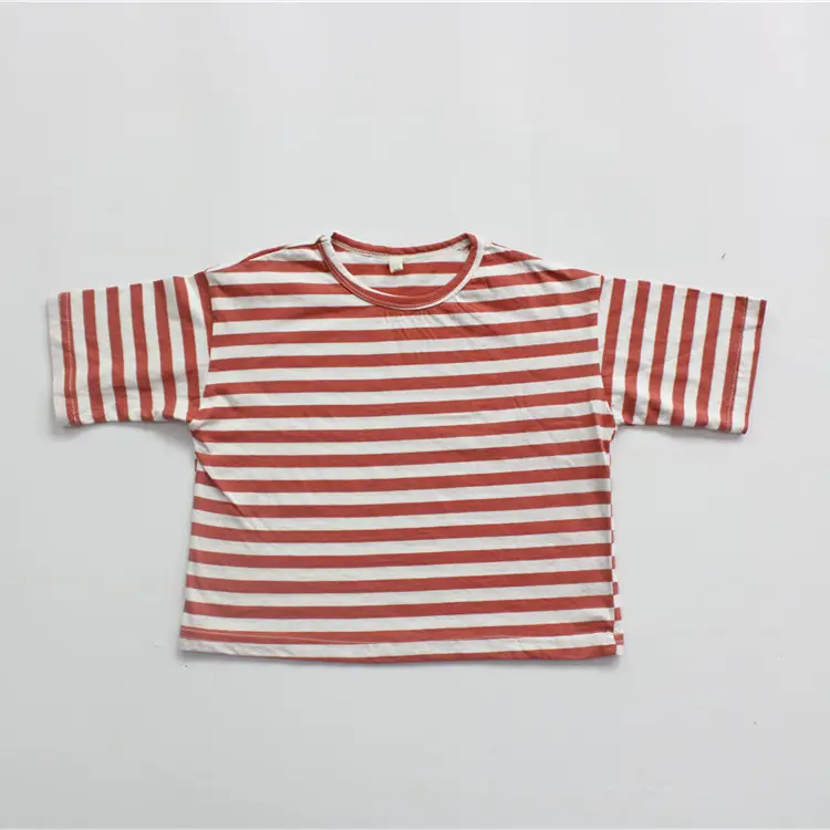 Summer Boys Striped Crewneck T-Shirt Blue White — feature 10