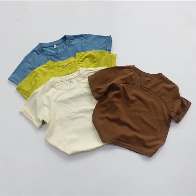 Factory Outlet Summer Boys T-shirt Base Short Sleeve Korean Solid - Image 5