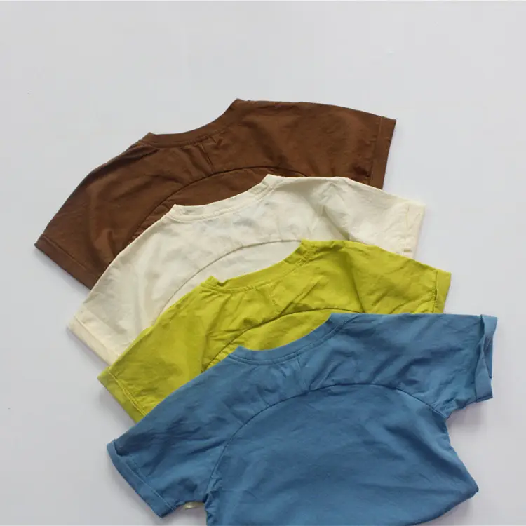Factory Outlet Summer Boys T-shirt Base Short Sleeve Korean Solid — feature 5