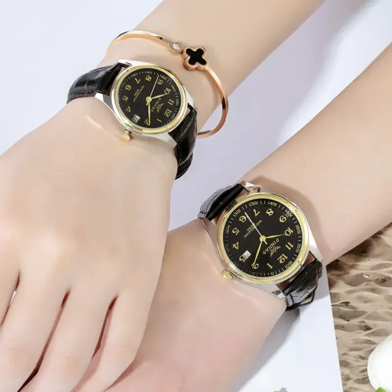 Couple Watch Set Black Crystal Quartz Digital Analog - Image 8