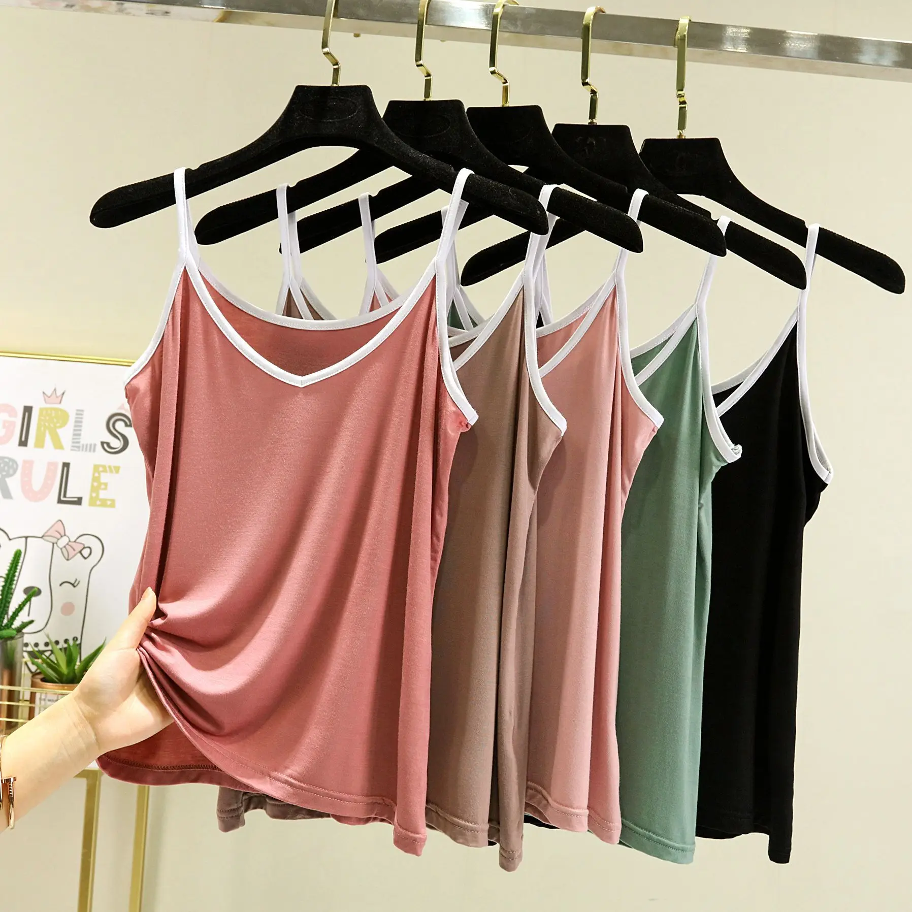 Women's V-Neck Halter Top Modal Sleeveless Summer Top - Image 11