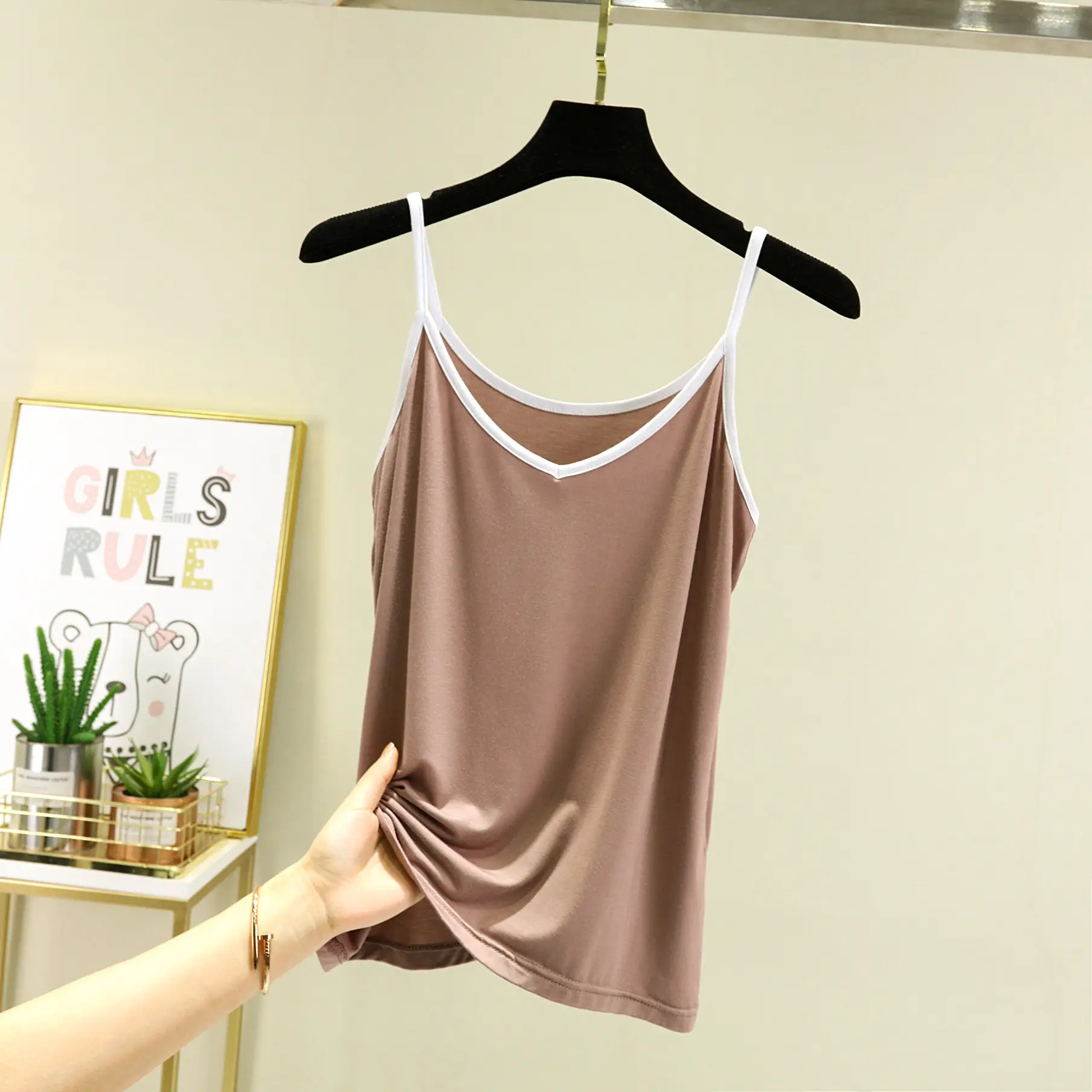 Women's V-Neck Halter Top Modal Sleeveless Summer Top - Image 4