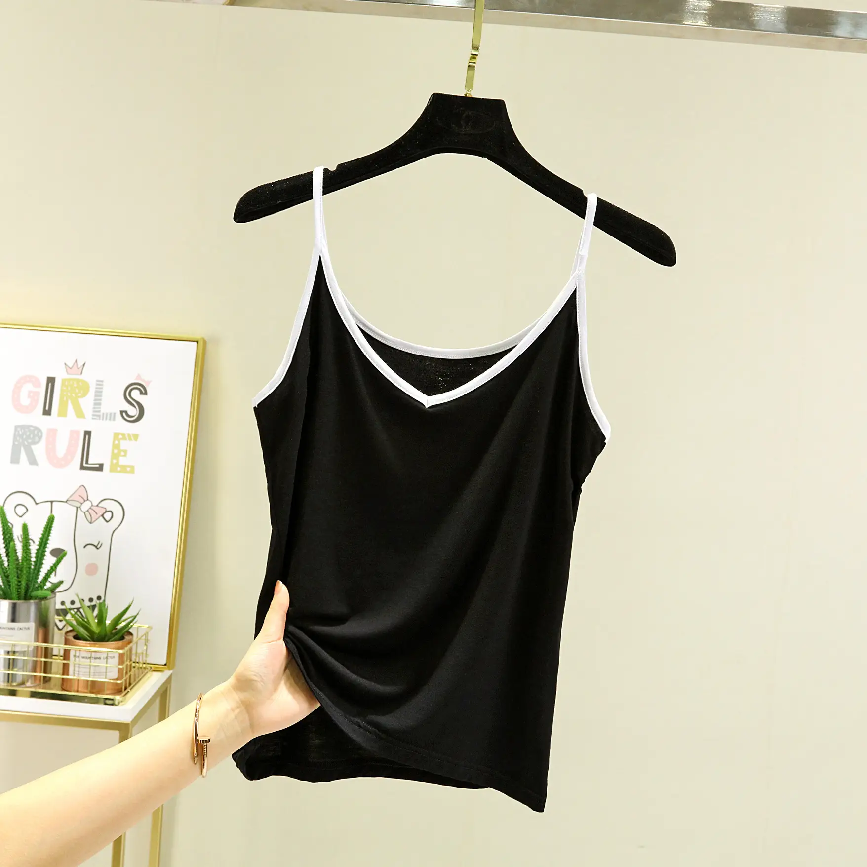Women's V-Neck Halter Top Modal Sleeveless Summer Top - Image 2