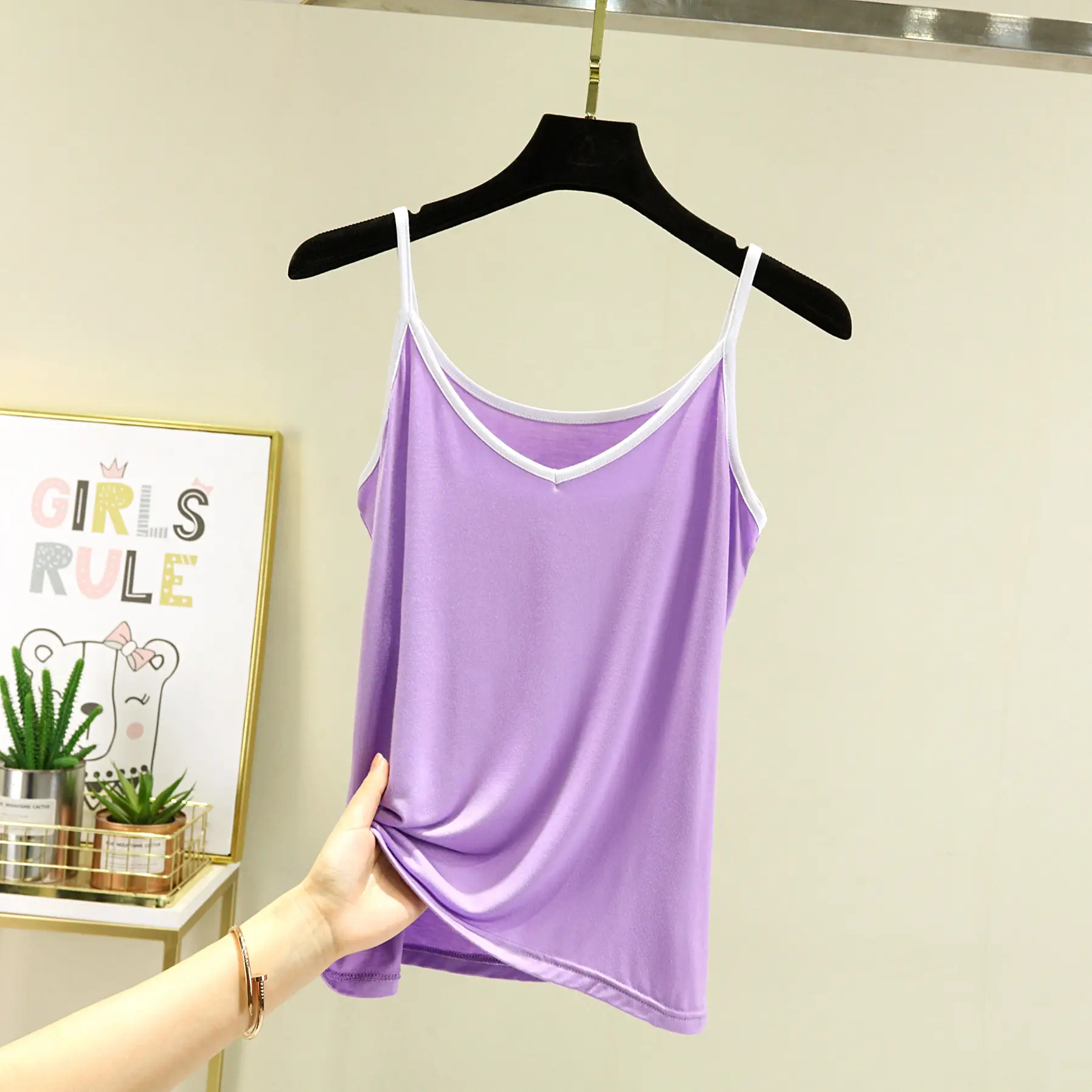 Women's V-Neck Halter Top Modal Sleeveless Summer Top - Image 3