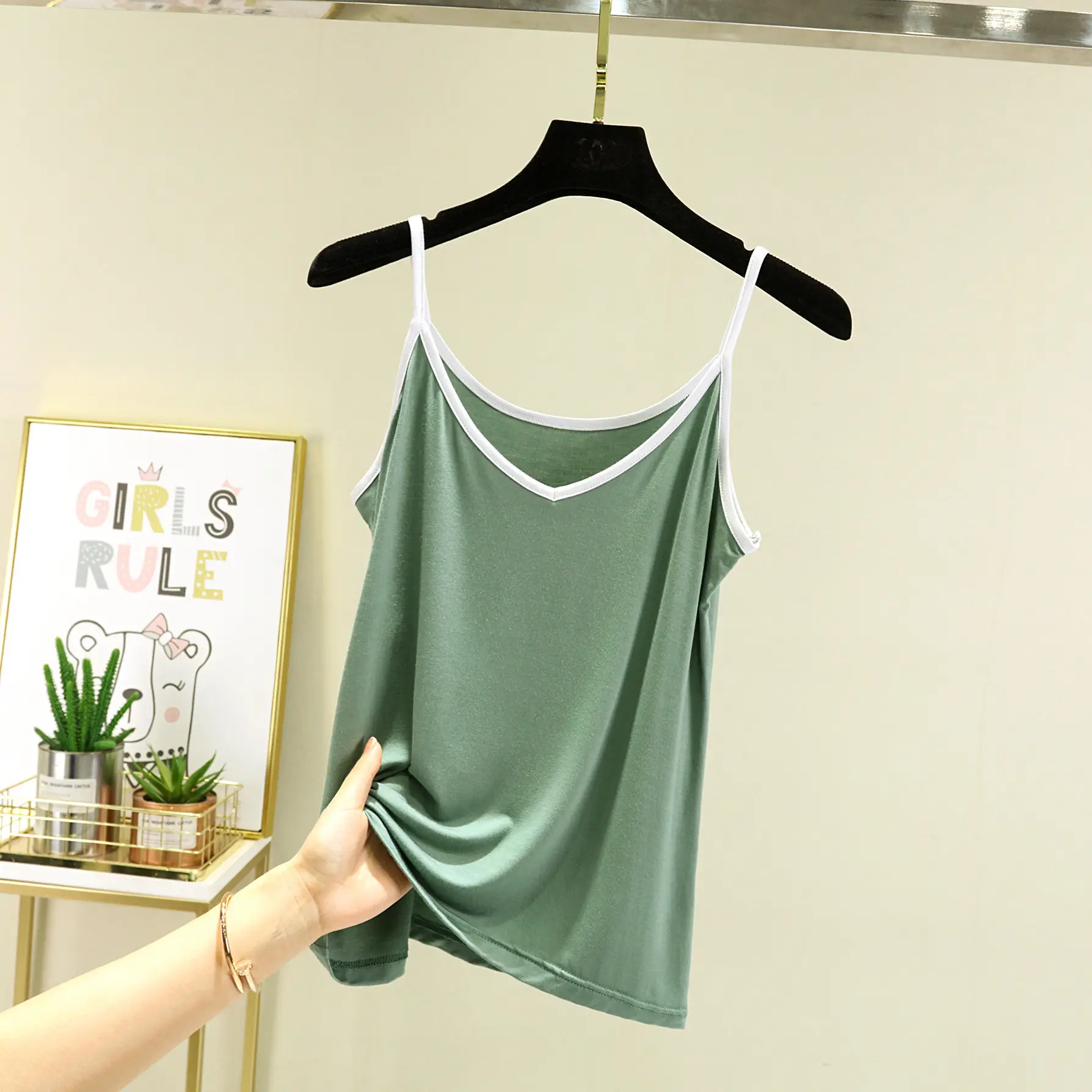 Women's V-Neck Halter Top Modal Sleeveless Summer Top - Image 5