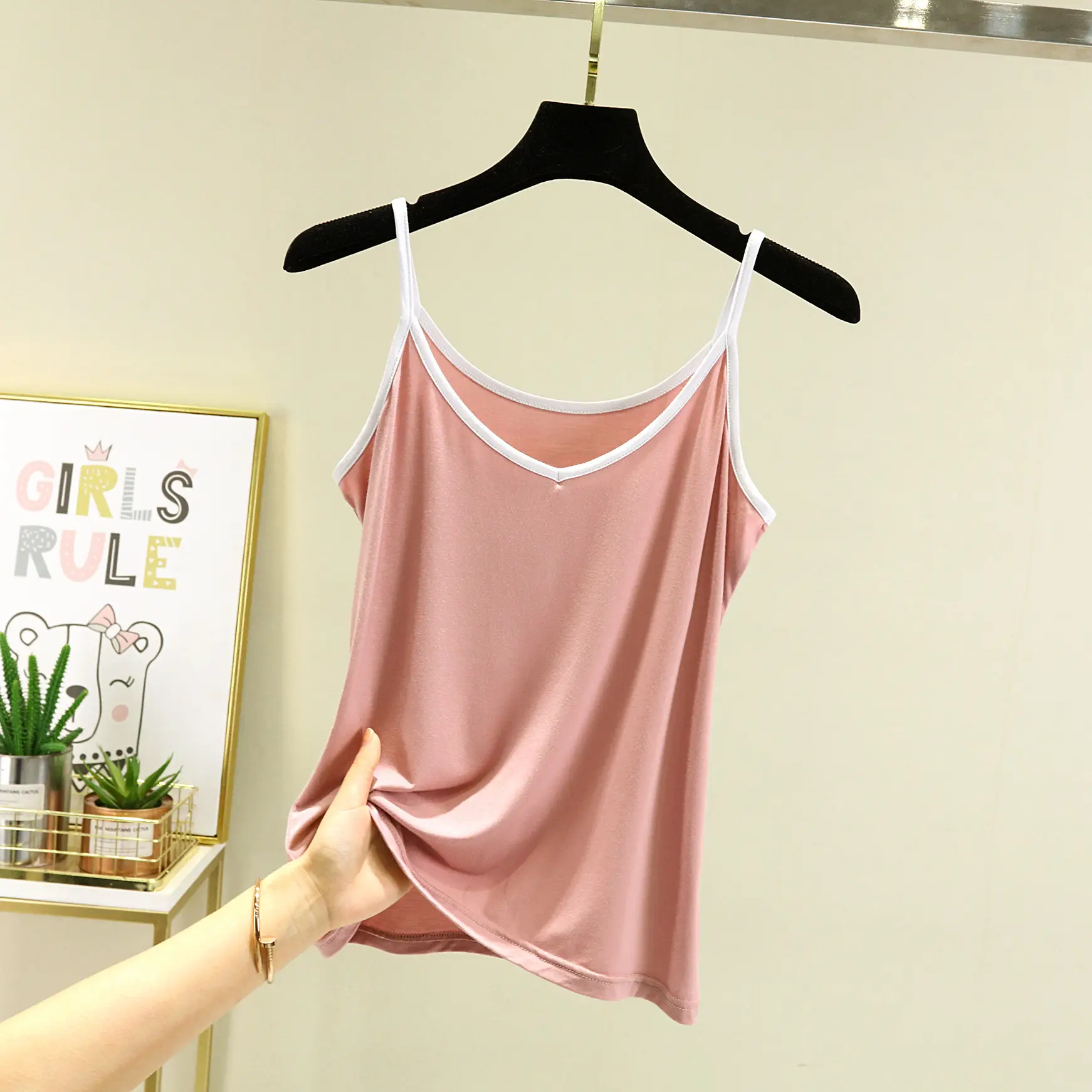 Women's V-Neck Halter Top Modal Sleeveless Summer Top - Image 7
