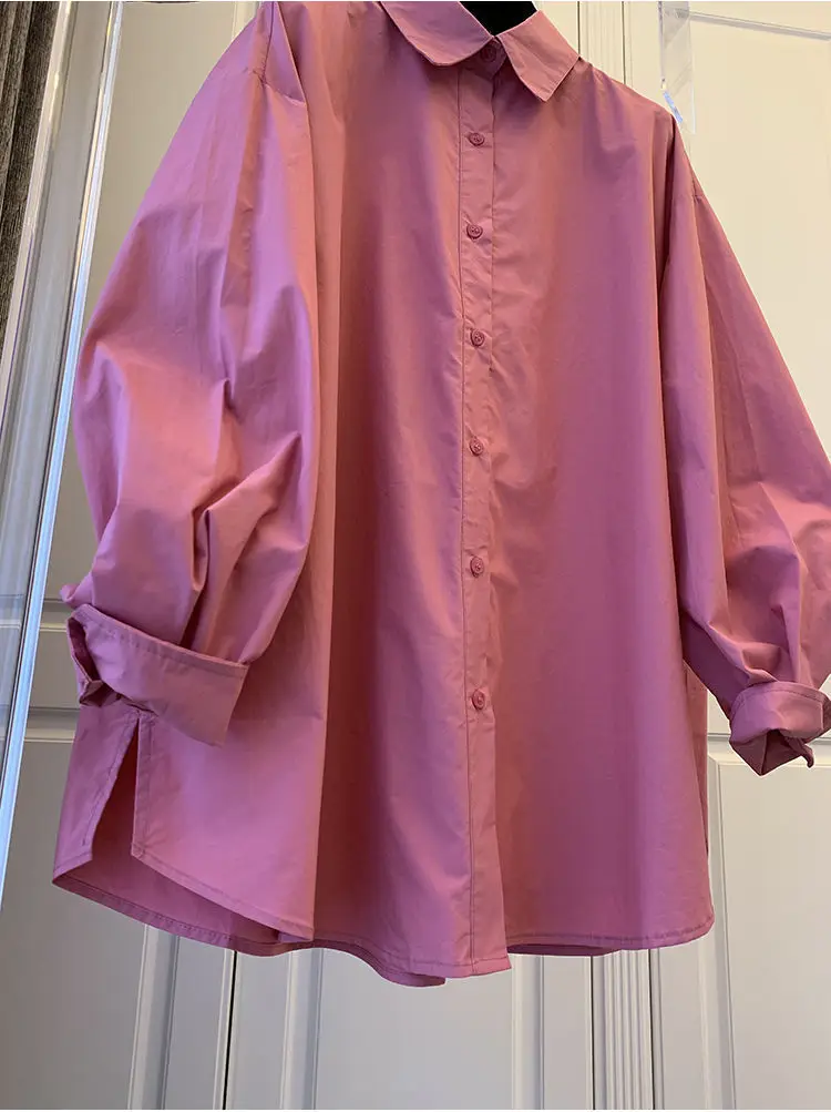 Pink Loose Fitting Long Sleeve Shirt for Women — feature 5