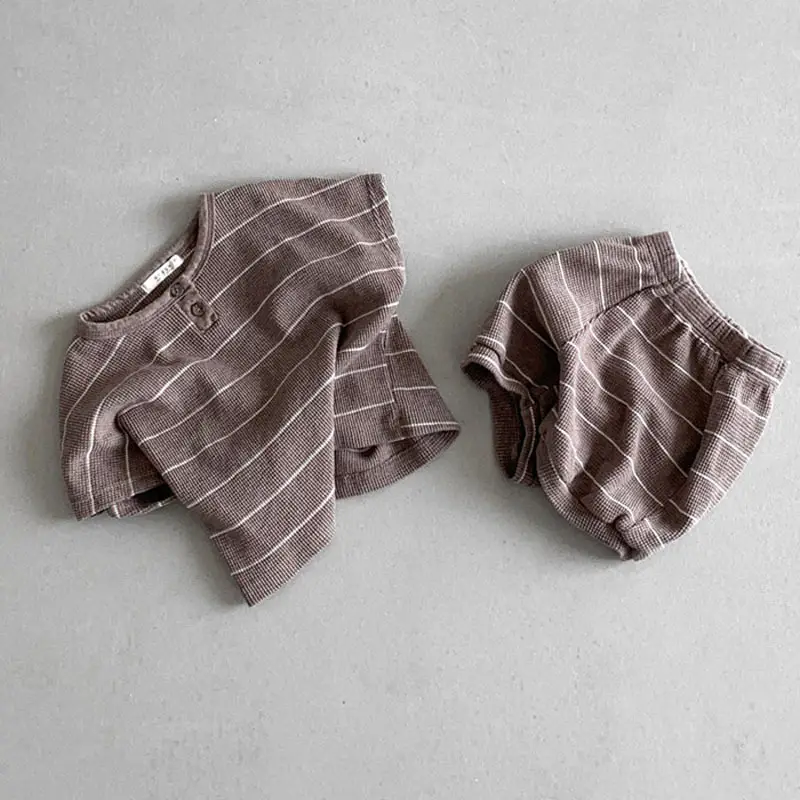 Korean Style Striped Baby Suit Summer Cotton 2-Piece