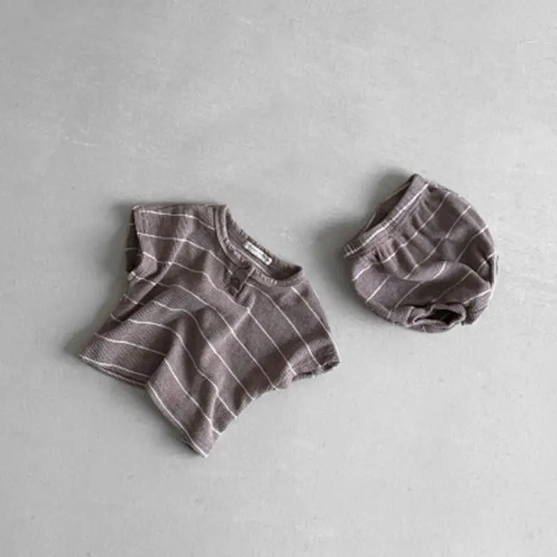 Korean Style Striped Baby Suit Summer Cotton 2-Piece