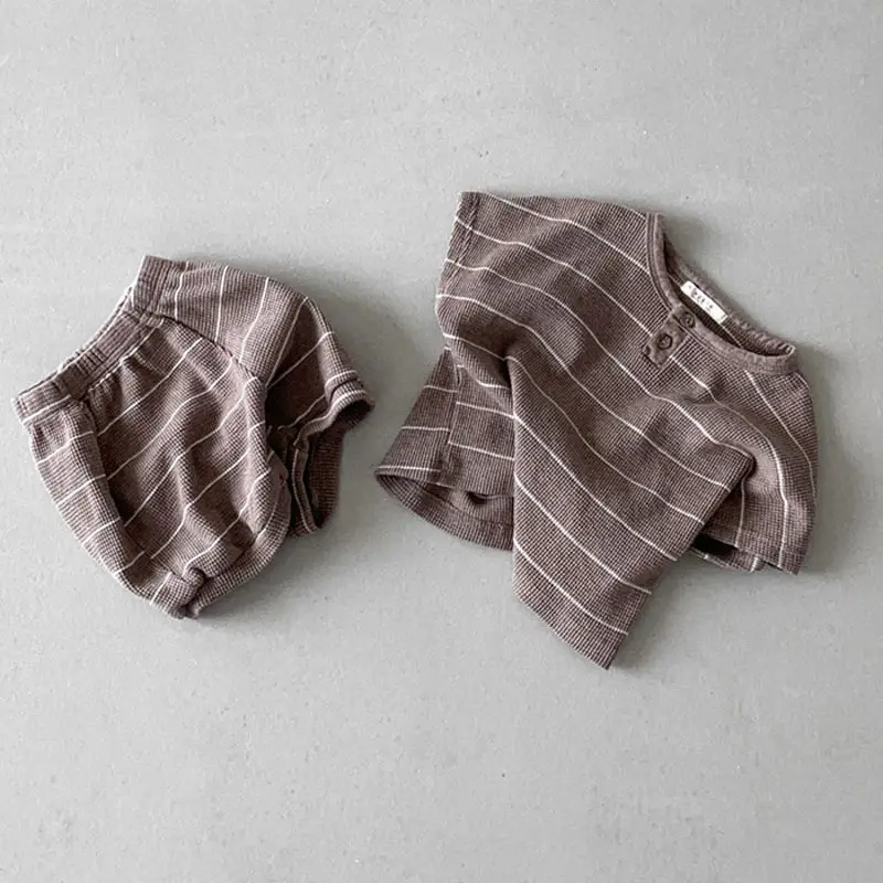 Korean Style Striped Baby Suit Summer Cotton 2-Piece