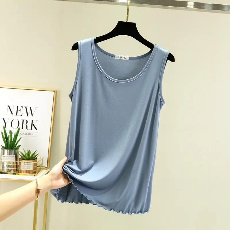 Women's Gray Modal Sleeveless Vest Large Summer Wear - Image 5