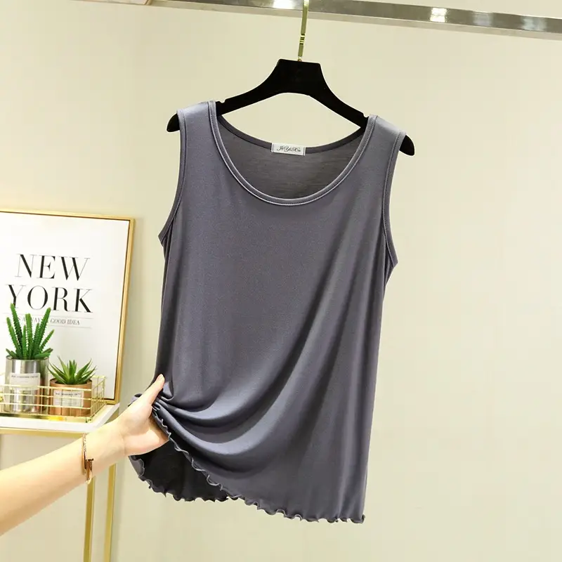 Women's Gray Modal Sleeveless Vest Large Summer Wear - Image 6