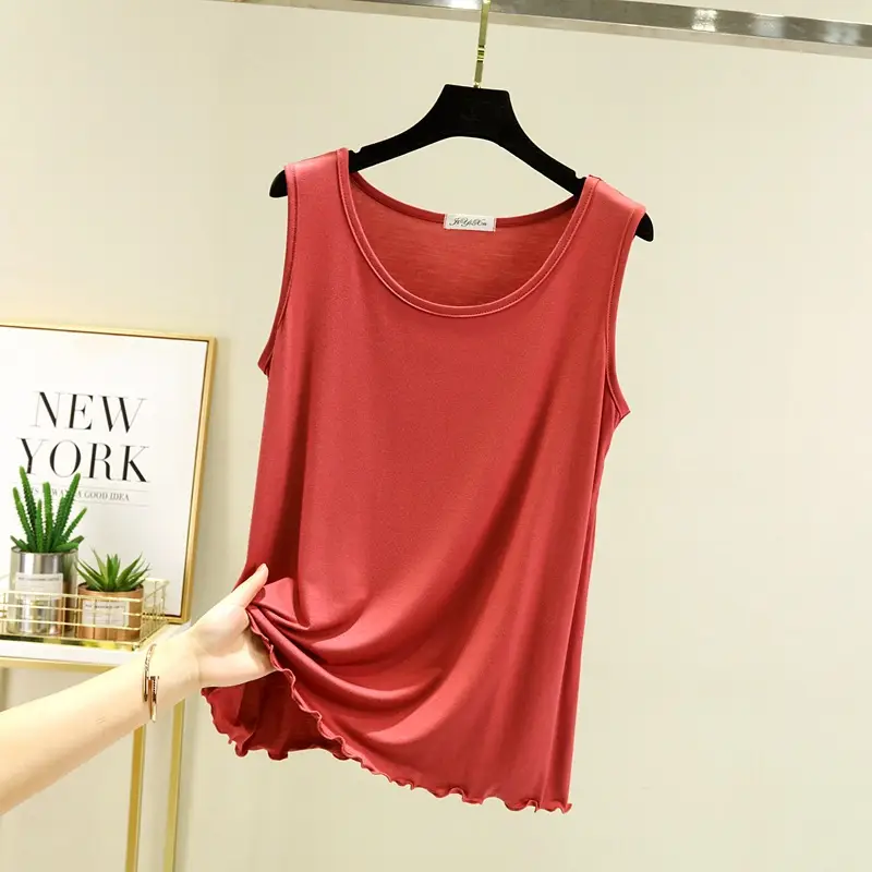 Women's Gray Modal Sleeveless Vest Large Summer Wear - Image 7