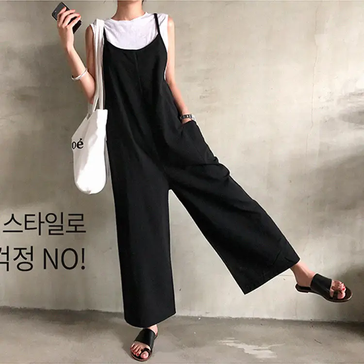 2022 Loose Oversized Suspender Pants Women Black - Image 3