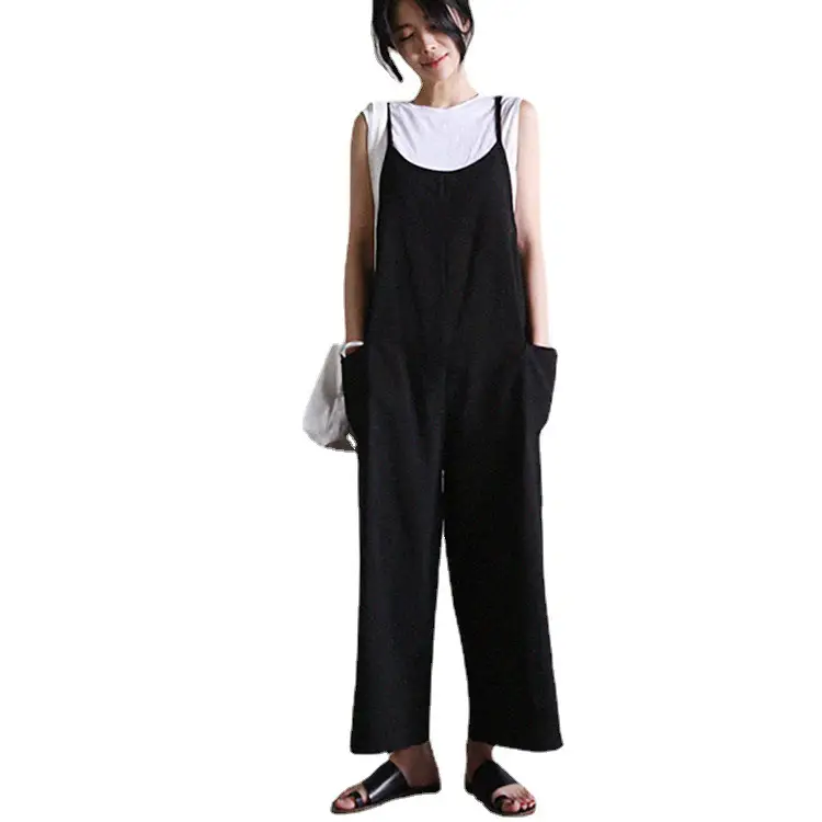 2022 Loose Oversized Suspender Pants Women Black - Image 7