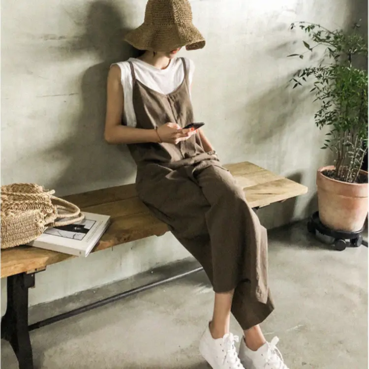 2022 Loose Oversized Suspender Pants Women Black - Image 2