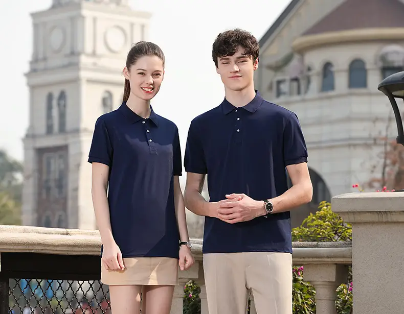 Men Blue Polo T-Shirt Short Sleeve Logo Print — feature 11