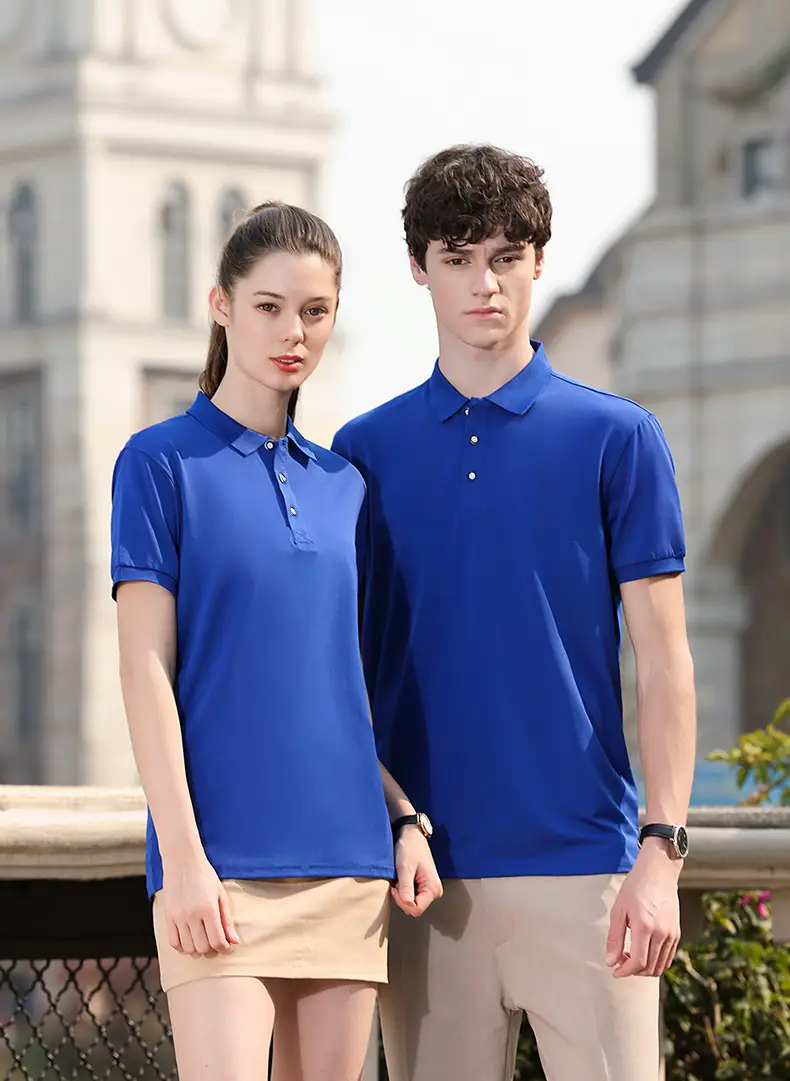 Men Blue Polo T-Shirt Short Sleeve Logo Print — feature 9