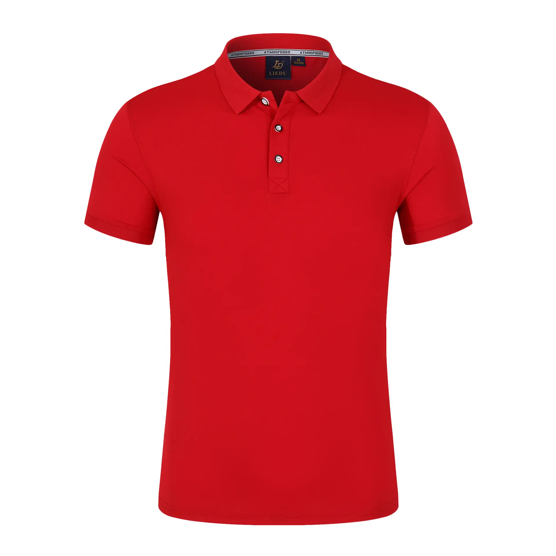 Men Blue Polo T-Shirt Short Sleeve Logo Print - Image 2