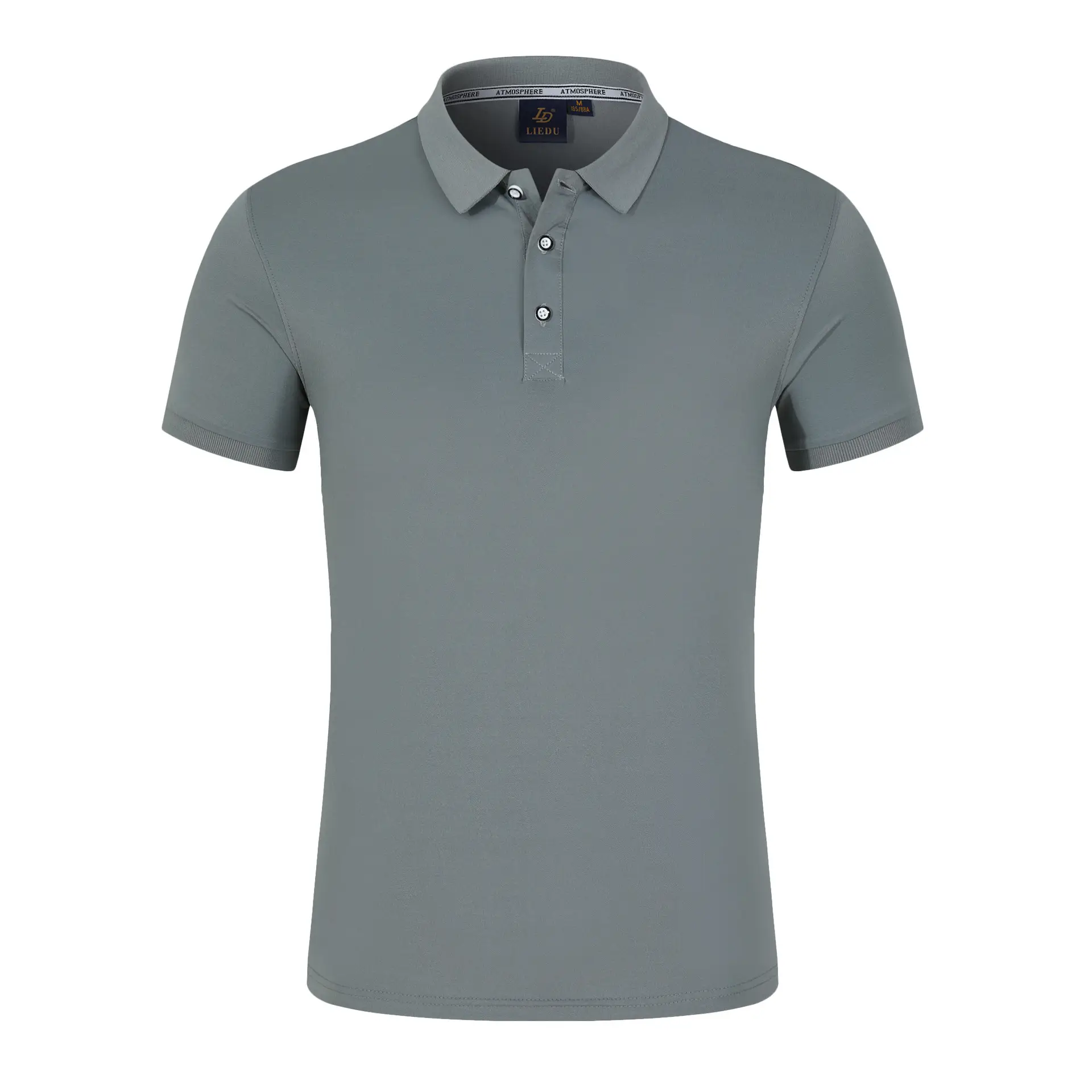 Men Blue Polo T-Shirt Short Sleeve Logo Print - Image 3
