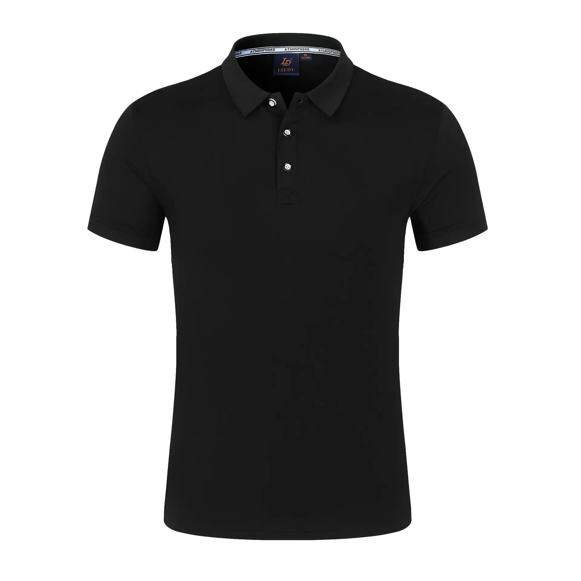 Men Blue Polo T-Shirt Short Sleeve Logo Print - Image 4