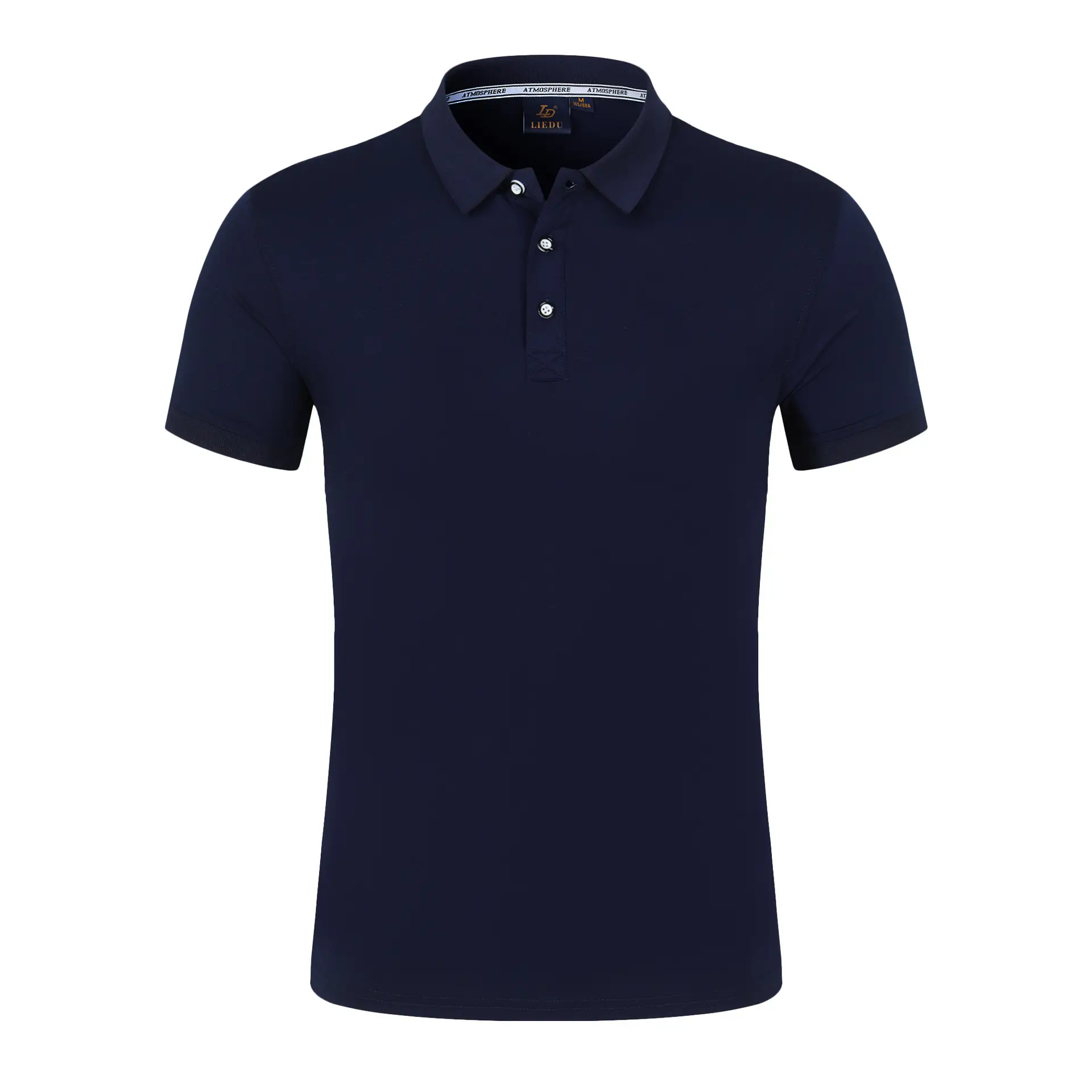 Men Blue Polo T-Shirt Short Sleeve Logo Print - Image 6