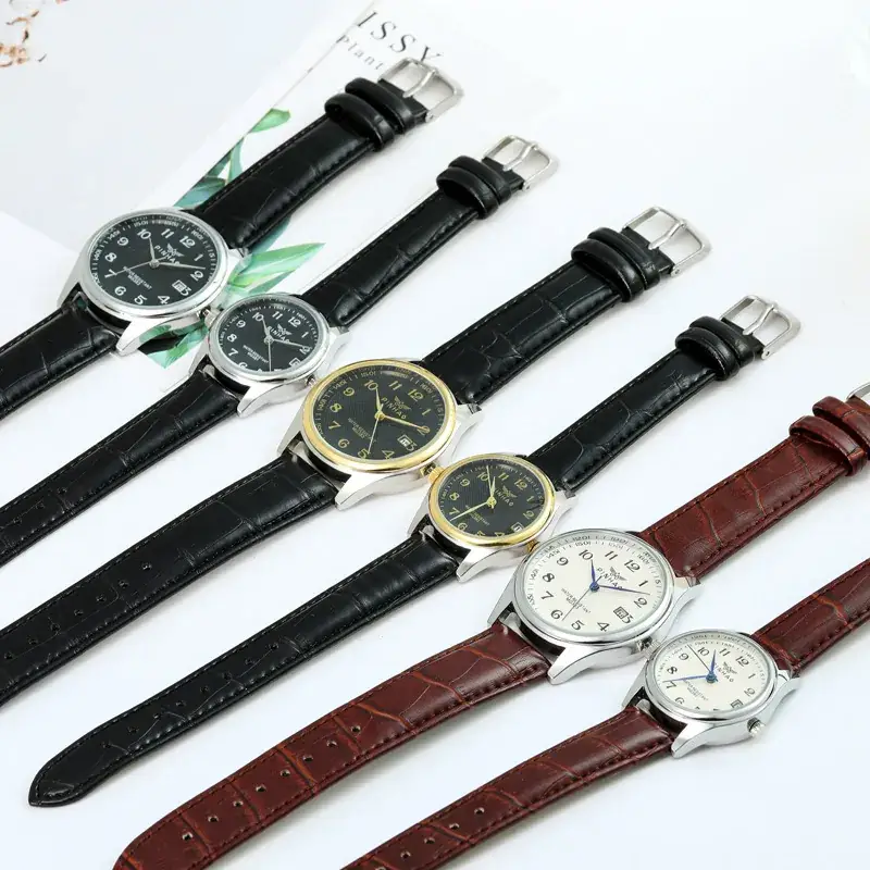 Men Brown Leather Watch with Digital Display